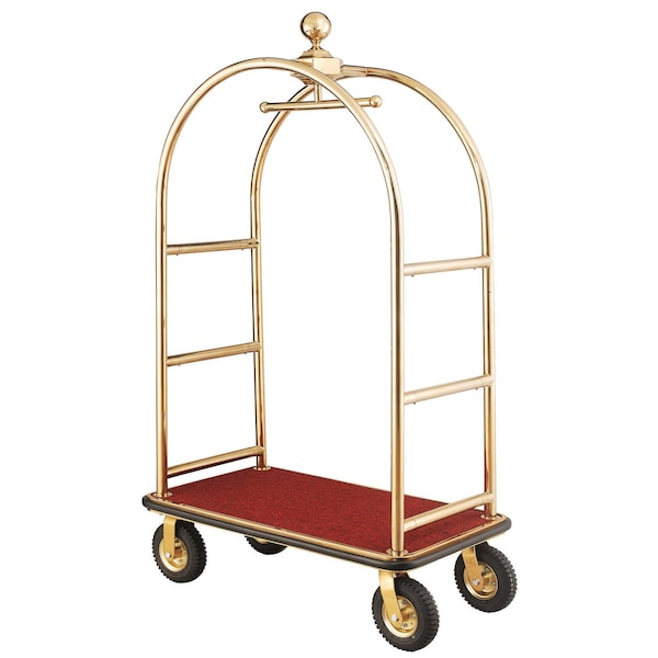 Global Industrial Gold Stainless Steel Bellman Cart Curved Uprights 8 Pneu. Casters, 41-1/4L x 24W x 75H 985119GD - main
